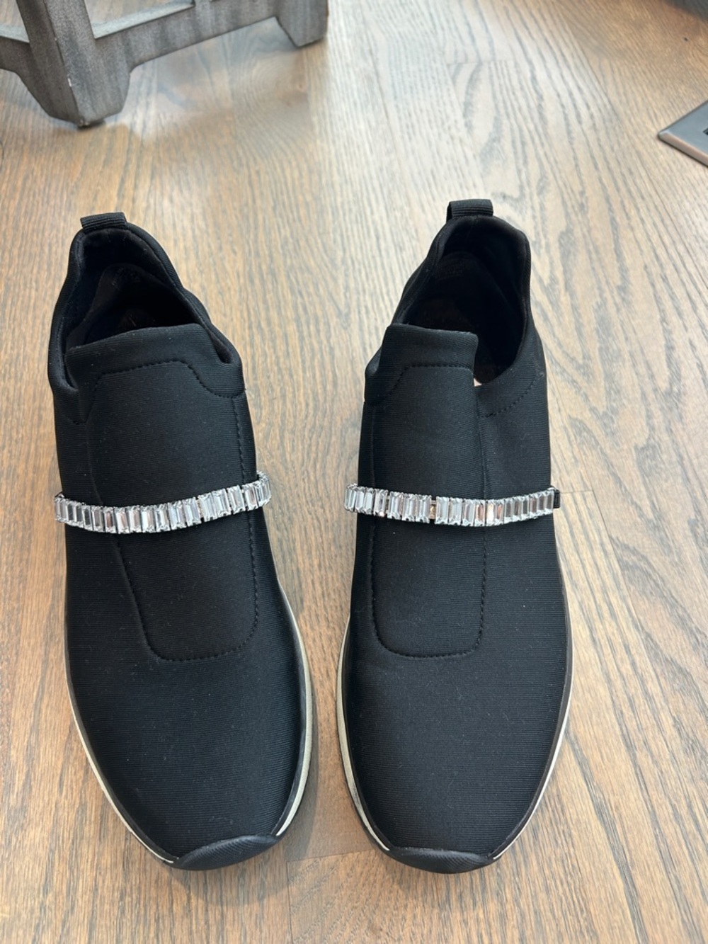 Nordstrom Rack Black Slip-On Sneakers with Crystal Strap - Women's
